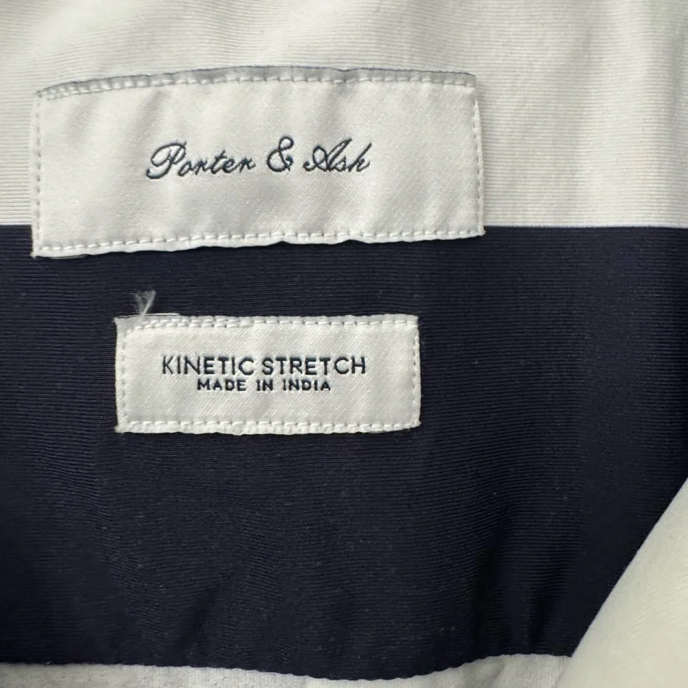 Porter And Ash Button Up Shirt Kinetic Stretch Mens L ' Short Sleeve Stripe